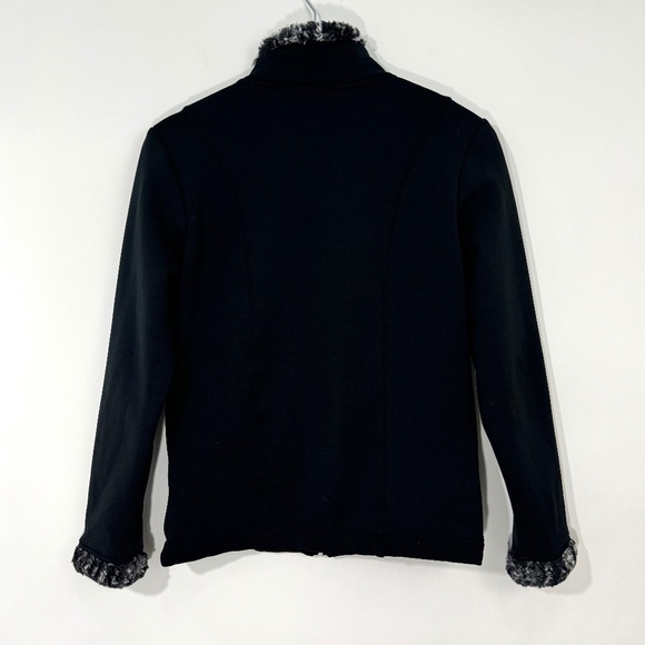 Wooly Bully Wear Women’s Size Small Black Faux Fur Trim Grommet Detail Jacket - Picture 6 of 6